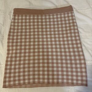 Iris Brown and White Checkered Mini Skirt